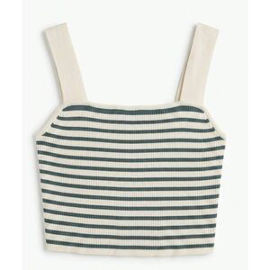 Madewell womens small tank top cream green cropped stripe top